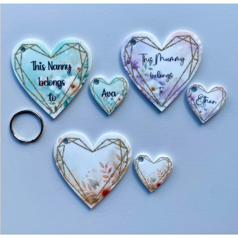 SUBLIMATED PERSONALISED 3CM HEART KEYRING