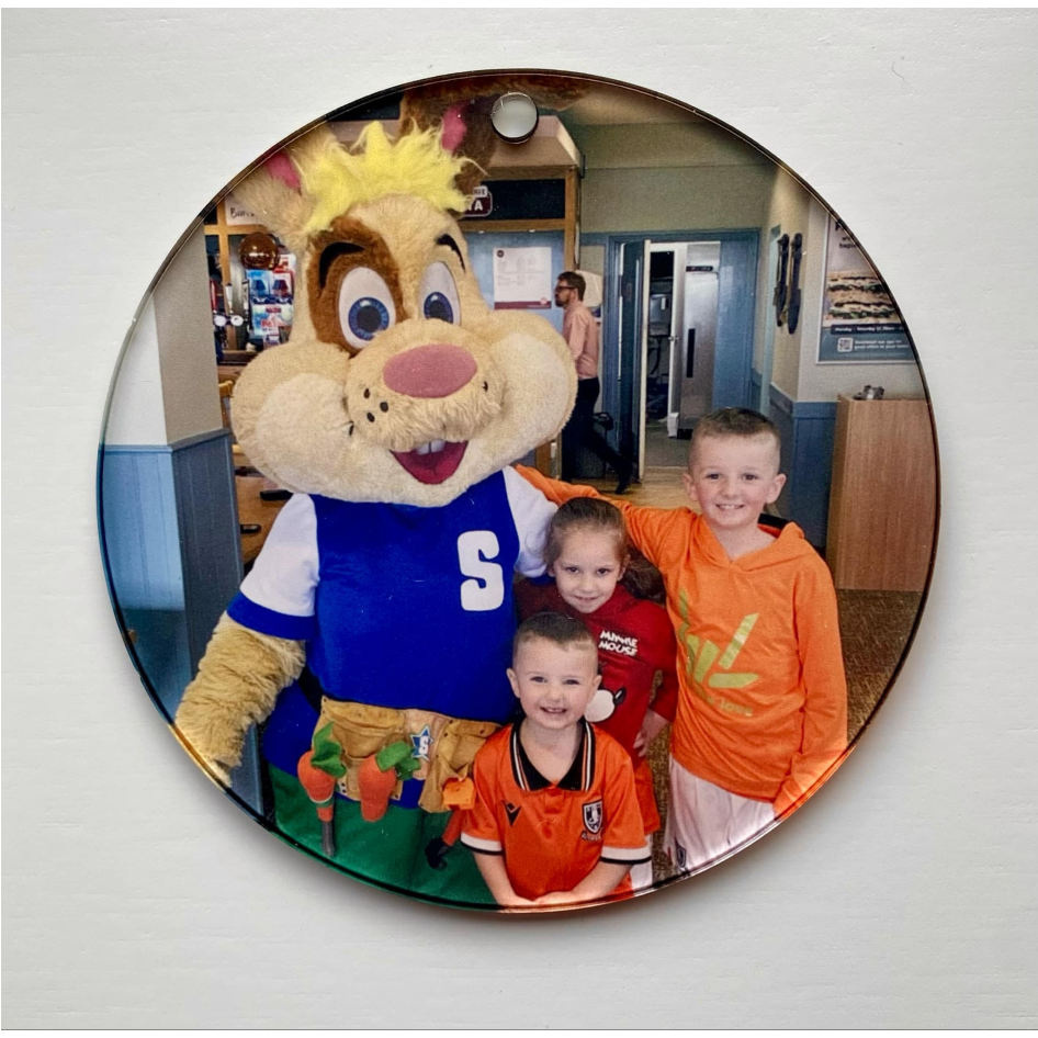 SUBLIMATED SUB CLEAR PERSONALISED IMAGE 8CM CIRCLE (WC1061)