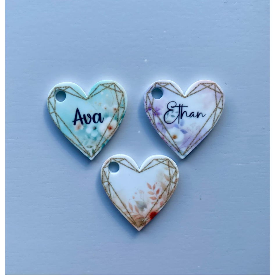 SUBLIMATED PERSONALISED 3CM HEART KEYRING