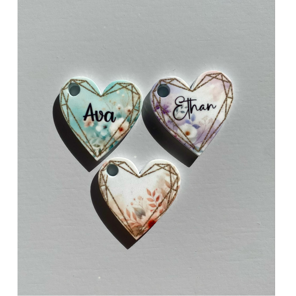 SUBLIMATED PERSONALISED 3CM HEART KEYRING