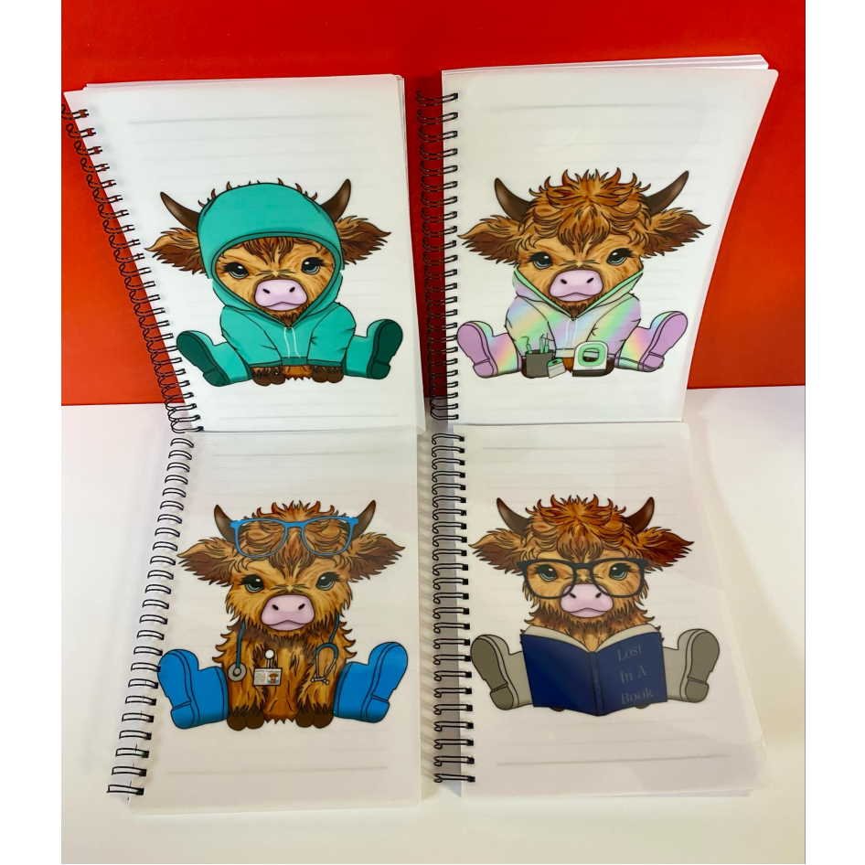 SUBLIMATED HIGHLAND COW A5 NOTEBOOK
