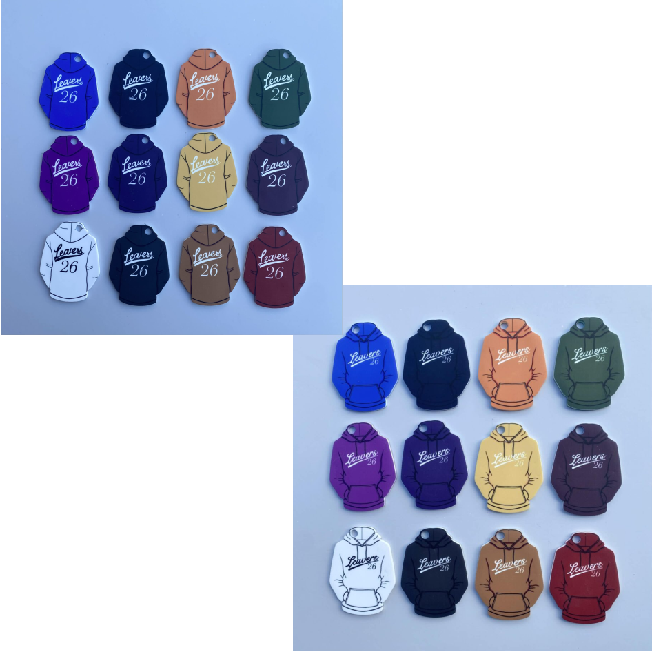 Sublimated 'Leavers 26' Hoodie double sided keyring (WC2291)