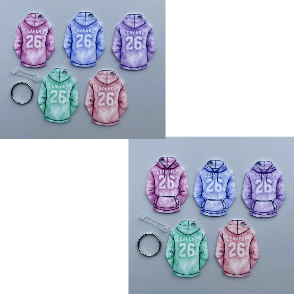 Sublimated Pastel 'Leavers 26' Hoodie double sided keyring (WC2291)
