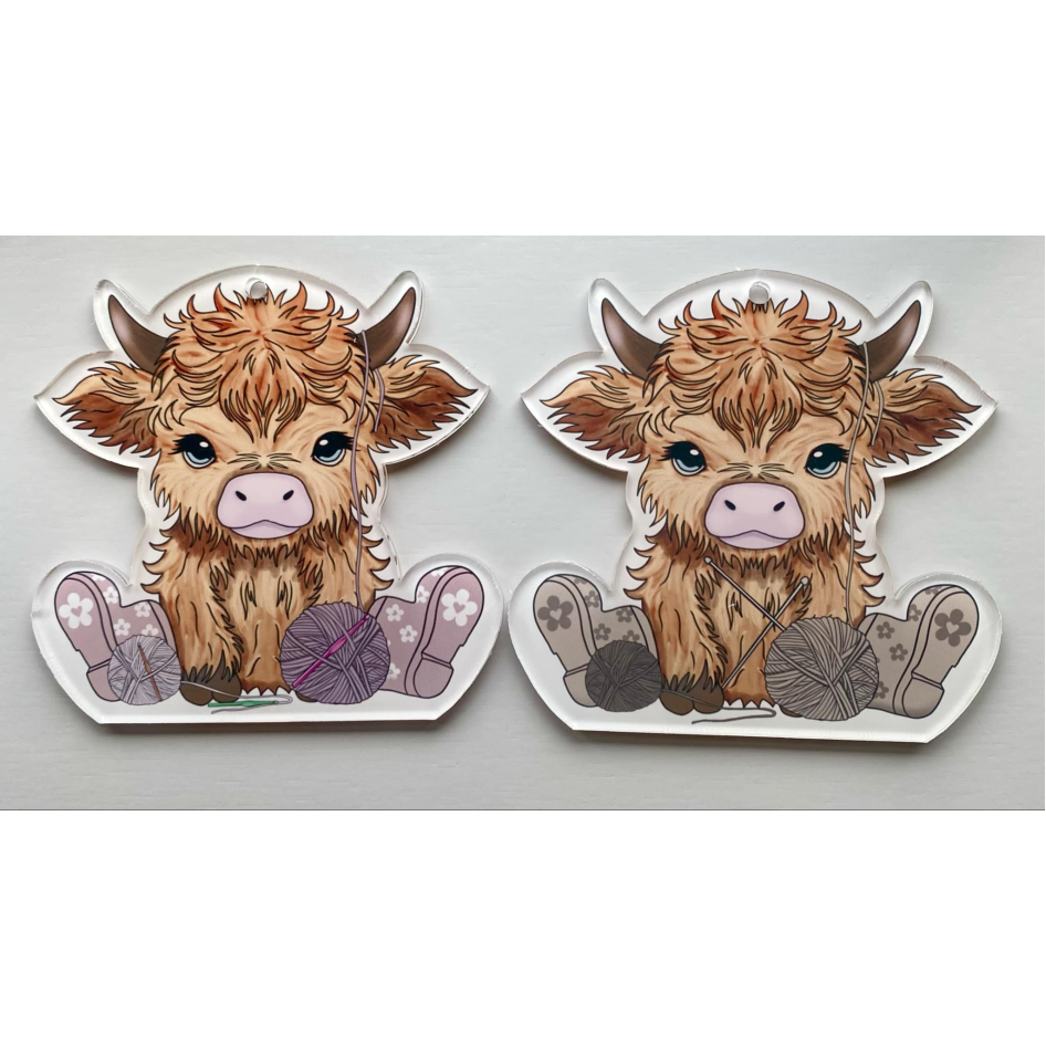SUBLIMATED KNITTING/CROCHET HIGHLAND COW (WC2272)