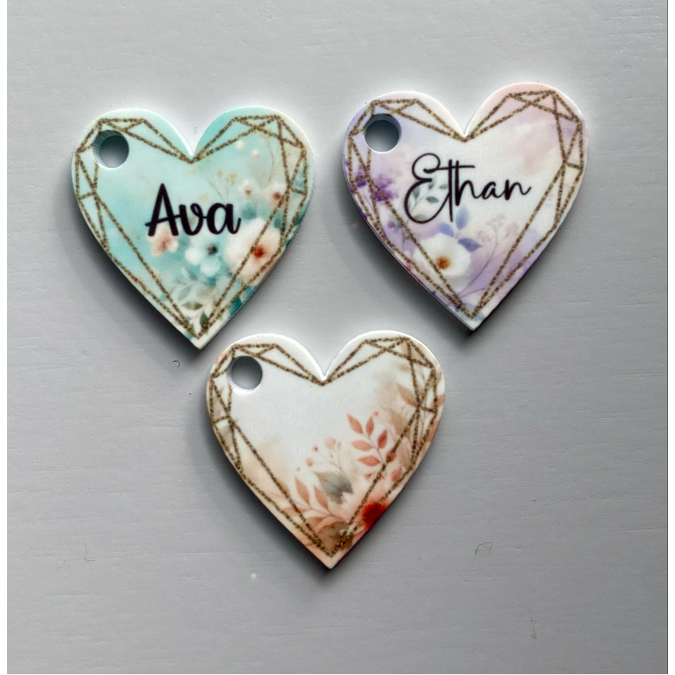 SUBLIMATED PERSONALISED 3CM HEART KEYRING