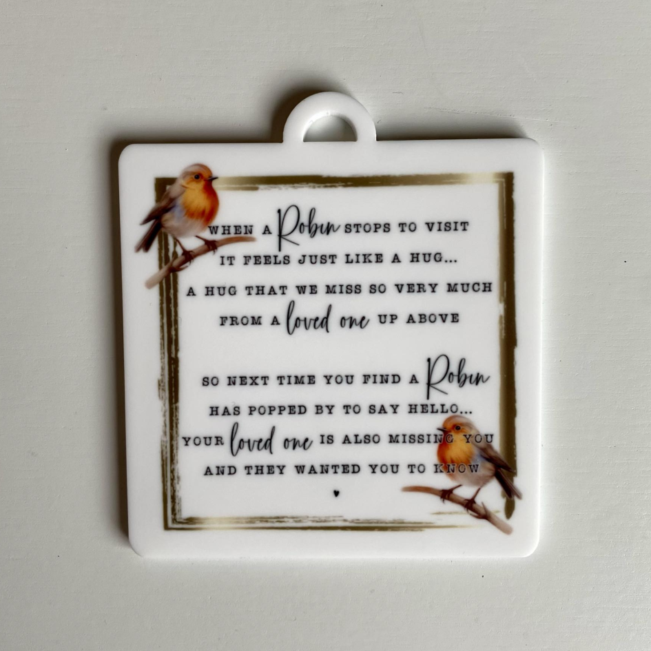 SUBLIMATED ROBIN ACRYLIC HANGING SQUARE
