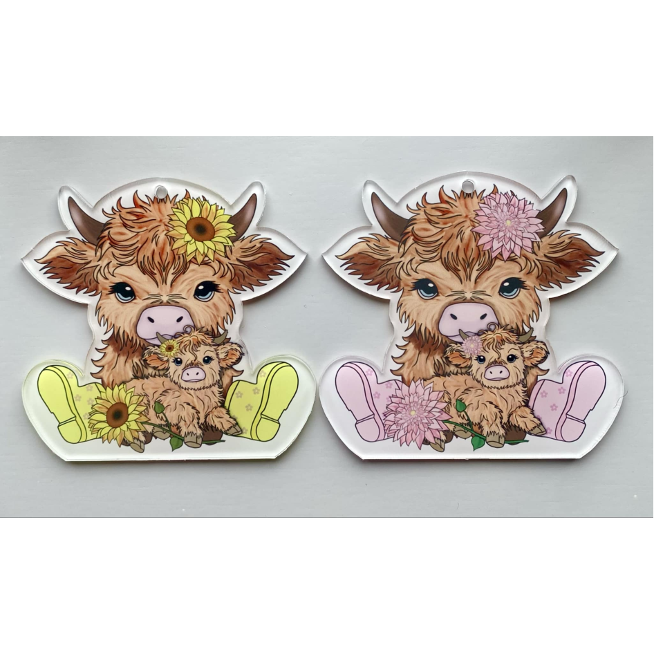 SUBLIMATED COW & CALF HIGHLAND COW (WC2272)