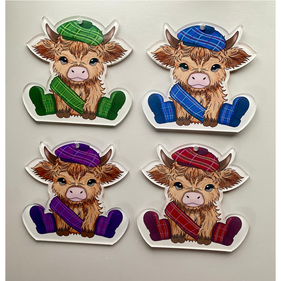 SUBLIMATED TARTAN HIGHLAND COW (WC2272)