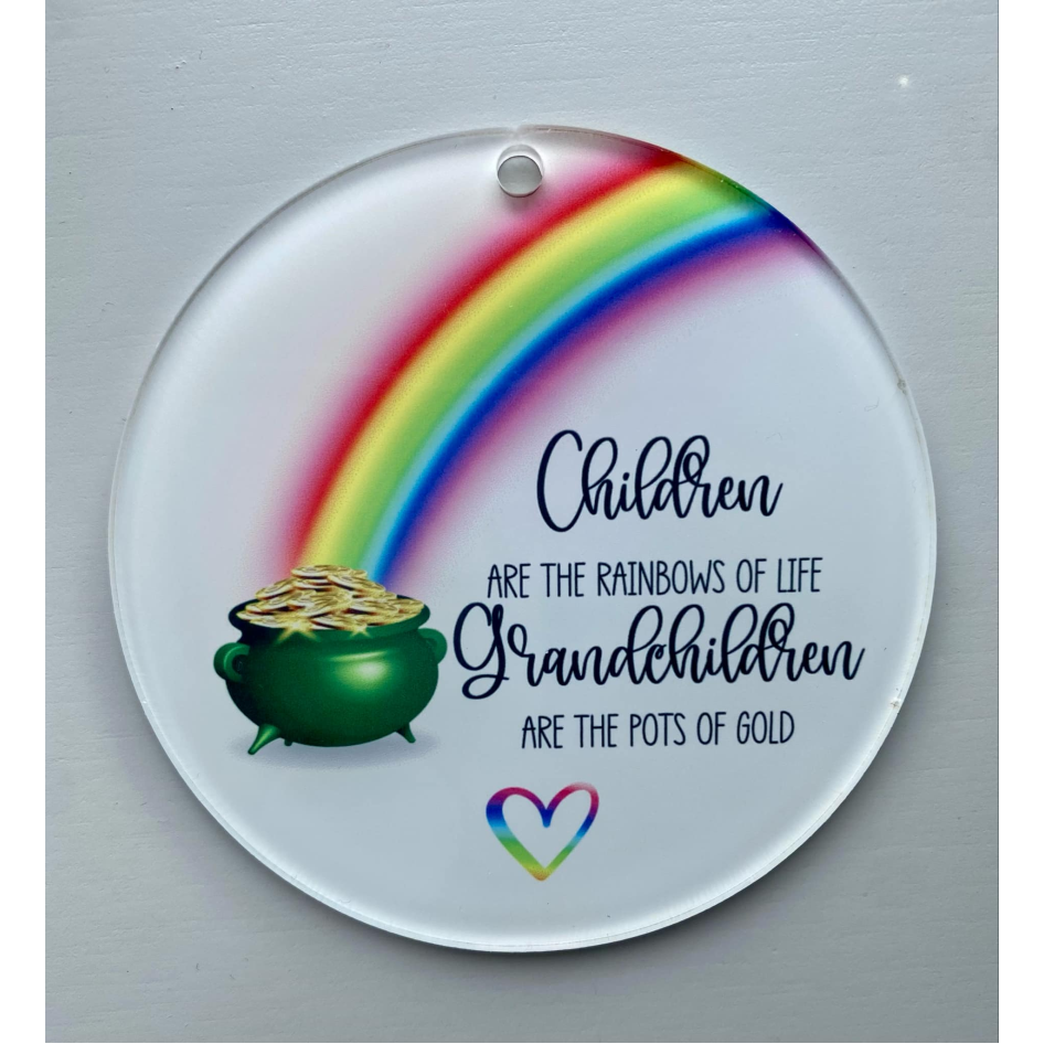 SUBLIMATED GRANDCHILDREN POTS OF GOLD 8CM CIRCLE (WC1061)