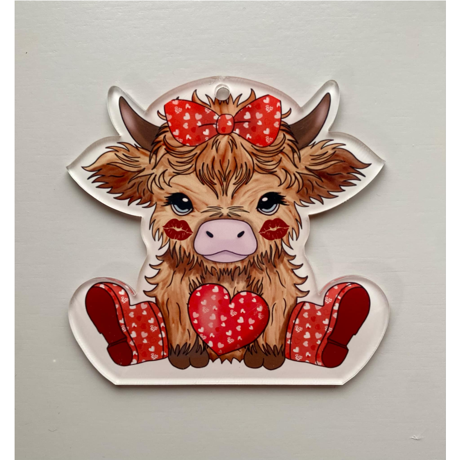 SUBLIMATED VALENTINES HIGHLAND COW (WC2272)