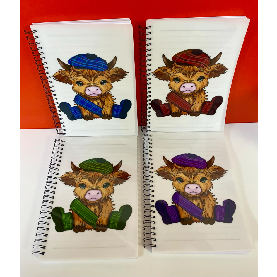 SUBLIMATED TARTAN HIGHLAND COW A5 NOTEBOOK