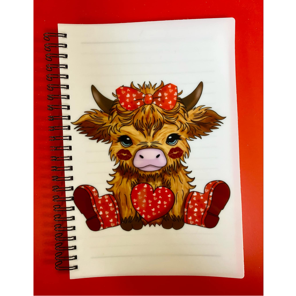 SUBLIMATED VALENTINES HIGHLAND COW A5 NOTEBOOK