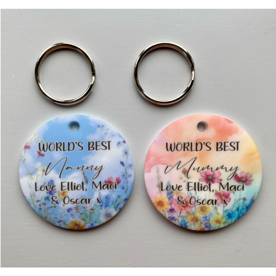 SUBLIMATED 'WORLDS BEST' 5CM CIRCLE KEYRING