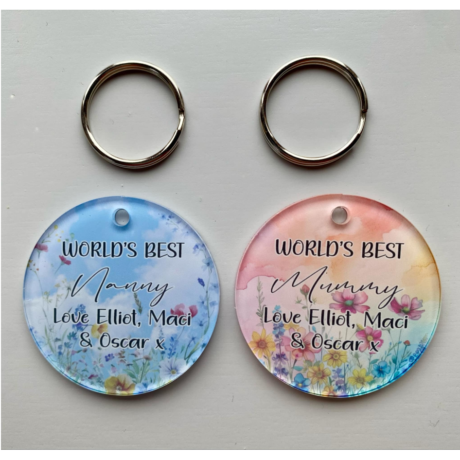 SUBLIMATED 'WORLDS BEST' SUB CLEAR 5CM CIRCLE KEYRING