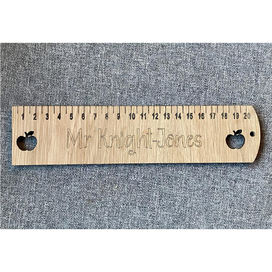 21cm OAK VENEER RULER WITH TEACHER NAME ENGRAVED