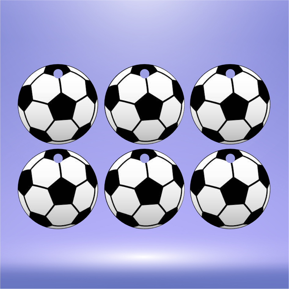 SET OF 6 PRINTED VINYL FOOTBALL DESIGN FOR 3CM CIRCLE KEYRING (WC1626) KRS