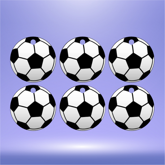 SET OF 6 PRINTED VINYL FOOTBALL DESIGN FOR 3CM CIRCLE KEYRING (WC1626) KRS