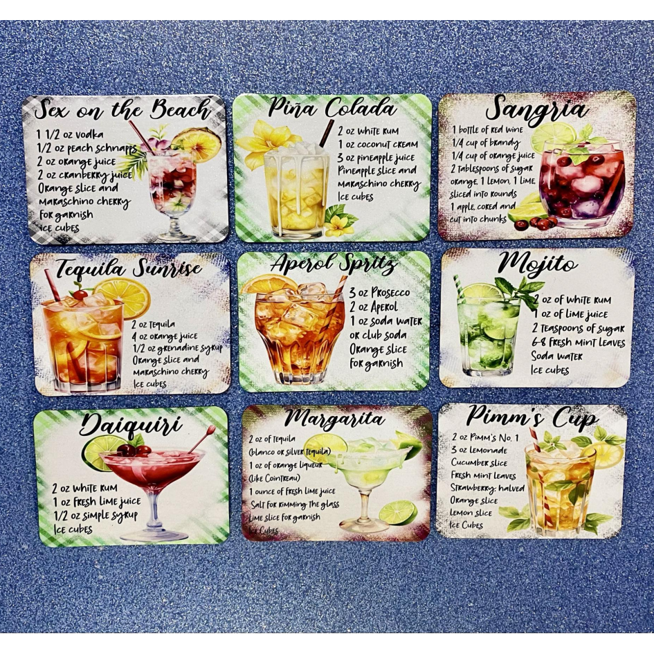 ALCOHOL RECIPE SUBLIMATED MAGNETS