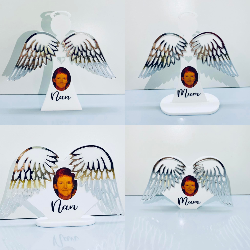 Printed Vinyl Photo With Vinyl Name For 3D Heart/Angel With Wings WS