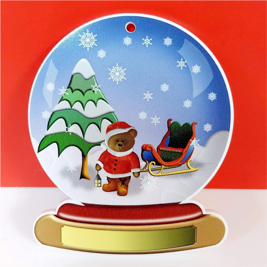 PRINTED BEAR SCENE VINYL FOR HANGING 10CM SNOWGLOBE (CC0135)