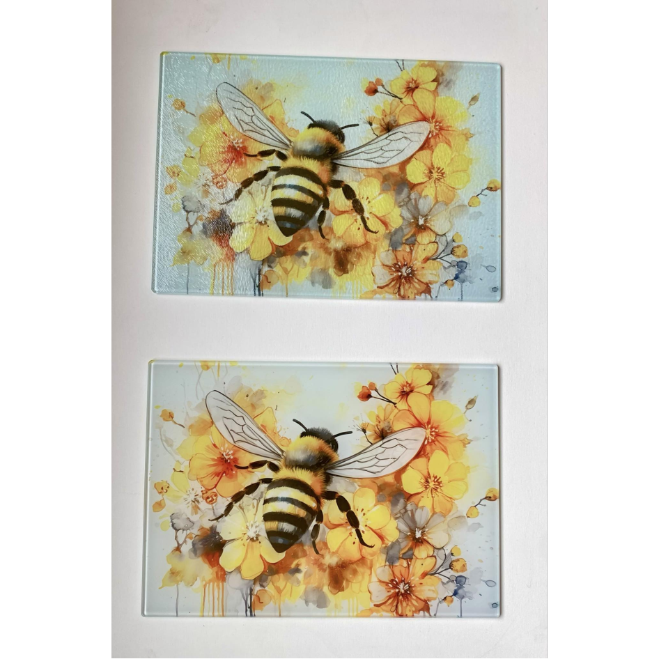 BEE SUBLIMATED GLASS CHOPPING BOARD