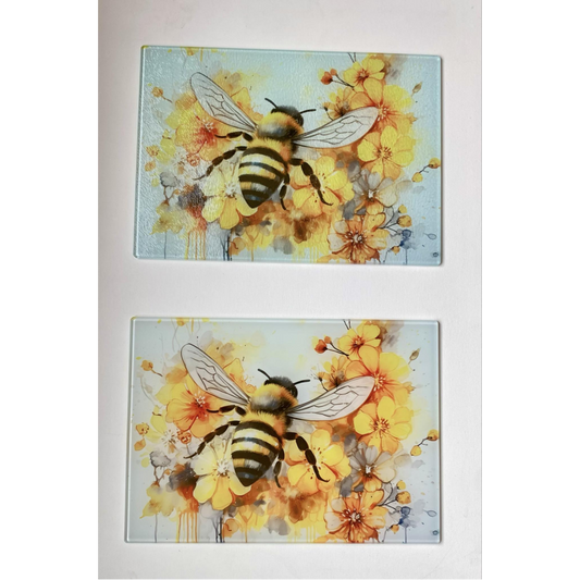 BEE SUBLIMATED GLASS CHOPPING BOARD