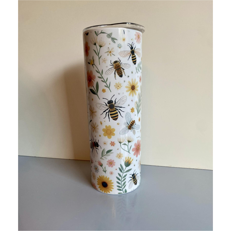 BEE & FLOWER SUBLIMATED 20oz SKINNY TUMBLER