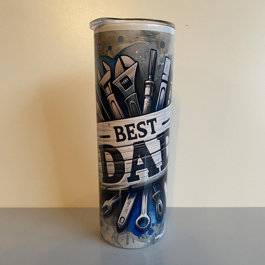 BEST DAD WITH TOOLS SUBLIMATED 20oz SKINNY TUMBLER