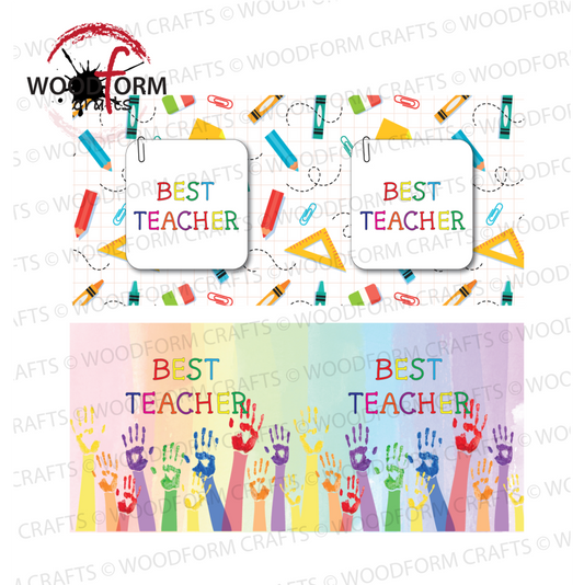 BEST TEACHER MUG WRAP DESIGN PNG DIGITAL DOWNLOAD FILE (PACK OF 2)