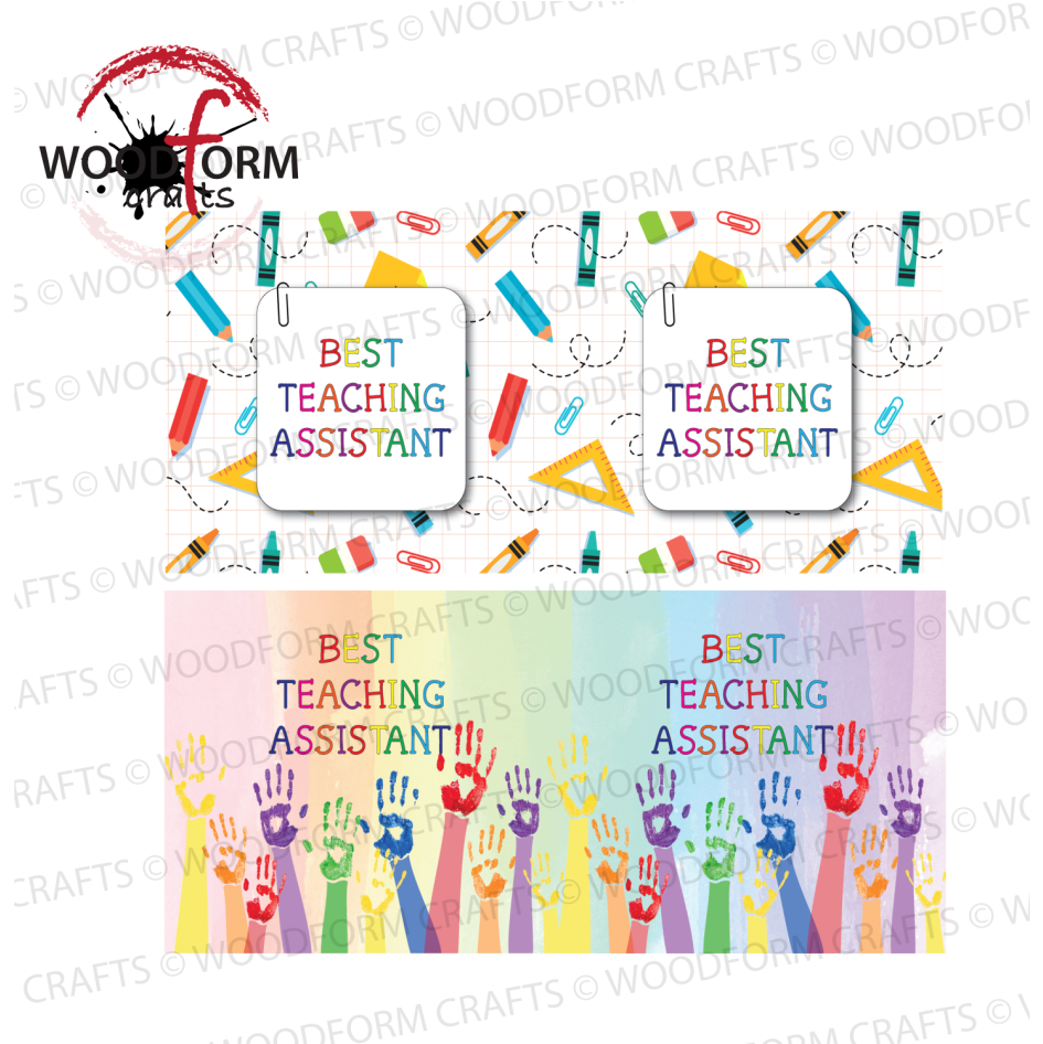 BEST TEACHING ASSISTANT MUG WRAP DESIGN PNG DIGITAL DOWNLOAD FILE (PACK OF 2)