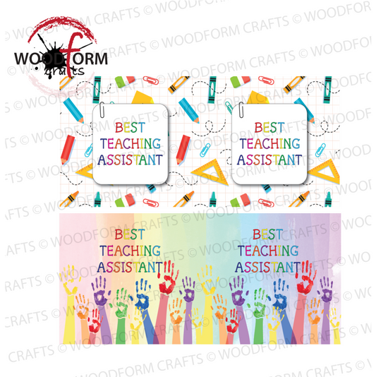 BEST TEACHING ASSISTANT MUG WRAP DESIGN PNG DIGITAL DOWNLOAD FILE (PACK OF 2)