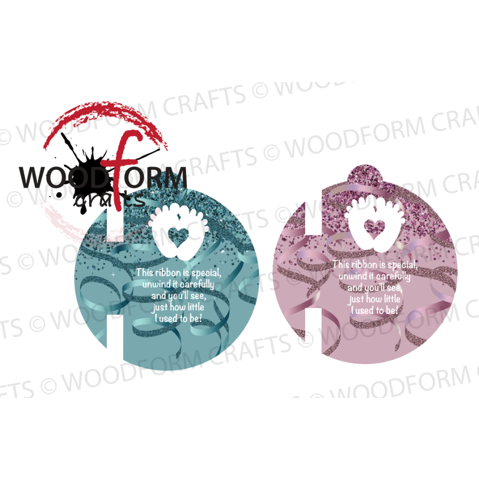 BIRTH/FEET RIBBON SLOT CIRCLE BAUBLE DESIGN PNG DIGITAL FILE (PACK OF 2) (WC1881)