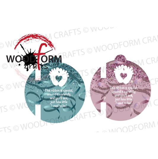 BIRTH/FEET RIBBON SLOT CIRCLE BAUBLE DESIGN PNG DIGITAL FILE (PACK OF 2) (WC1881)