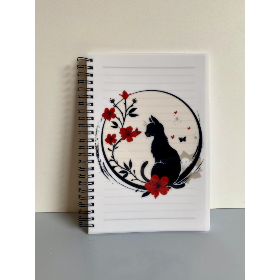 CAT WITH FLOWERS SUBLIMATED A5 NOTEBOOK