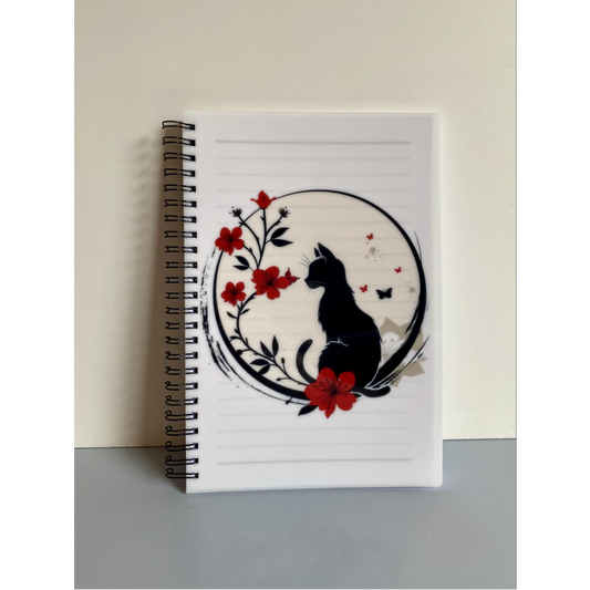 CAT WITH FLOWERS SUBLIMATED A5 NOTEBOOK