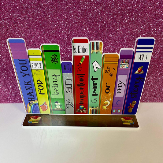 PRINTED VINYL DESIGN FOR BOOKSHELF PLAQUE ON STAND (WC2175)