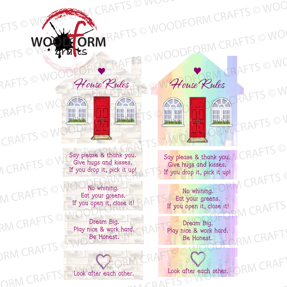 'HOUSE RULES' HOUSE WITH PLAQUES PNG DIGITAL DOWNLOAD FILE
