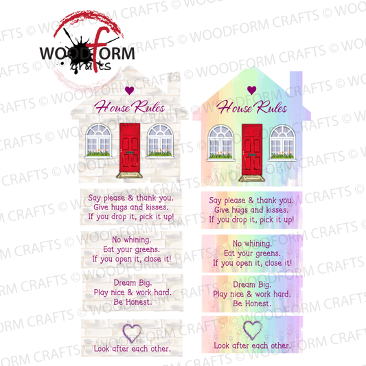 'HOUSE RULES' HOUSE WITH PLAQUES PNG DIGITAL DOWNLOAD FILE