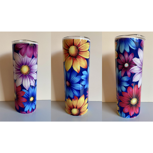 COLOURFUL FLOWER SUBLIMATED 20oz SKINNY TUMBLER