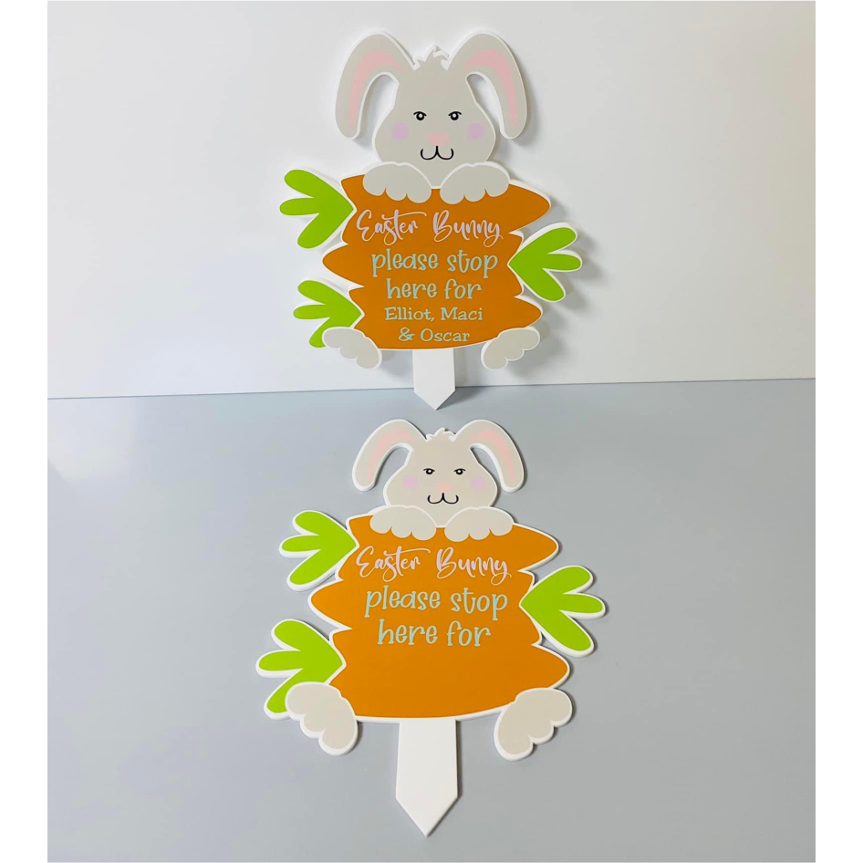 PRINTED VINYL PERSONALISED RABBIT ON STAKE  (WC1735)