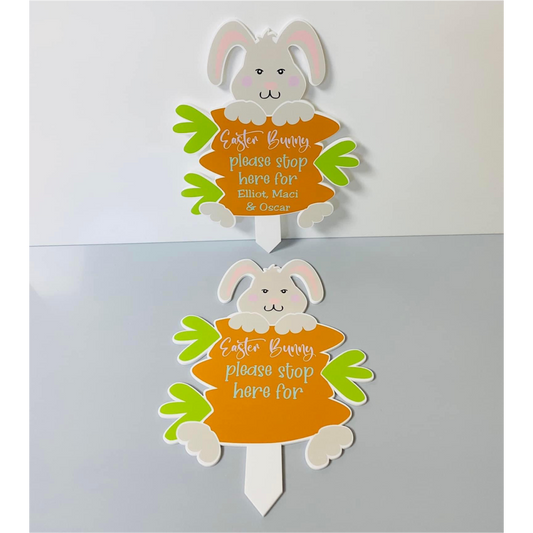 PRINTED VINYL PERSONALISED RABBIT ON STAKE  (WC1735)