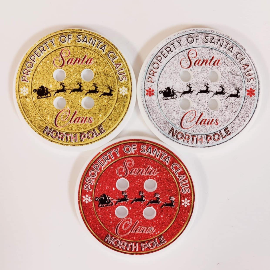 PRINTED SANTA BUTTON VINYL FOR 5CM BUTTON (CC0326)