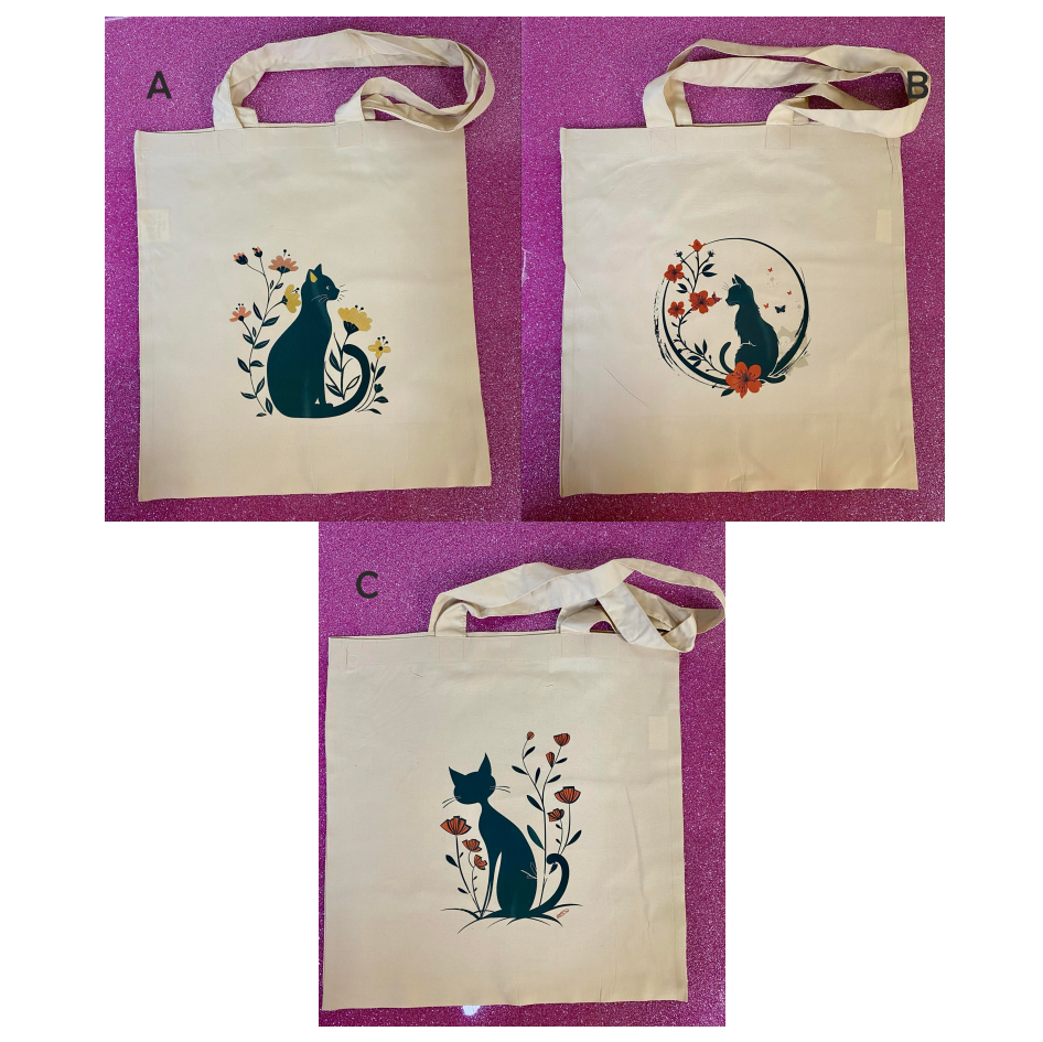 SUBLIMATED CAT NATURAL COLOURED TOTE BAG