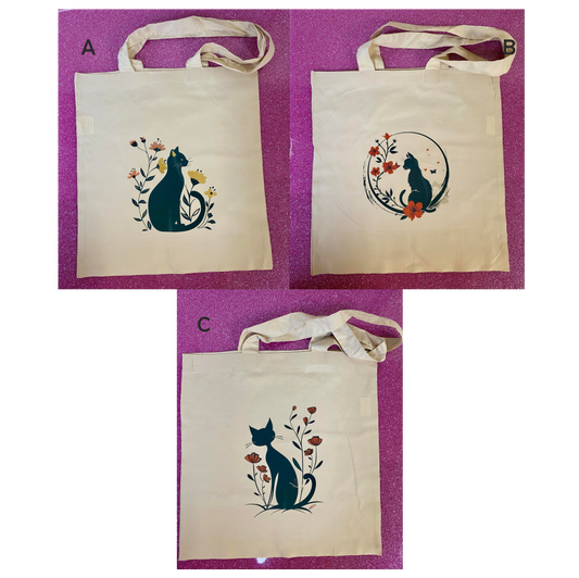 SUBLIMATED CAT NATURAL COLOURED TOTE BAG