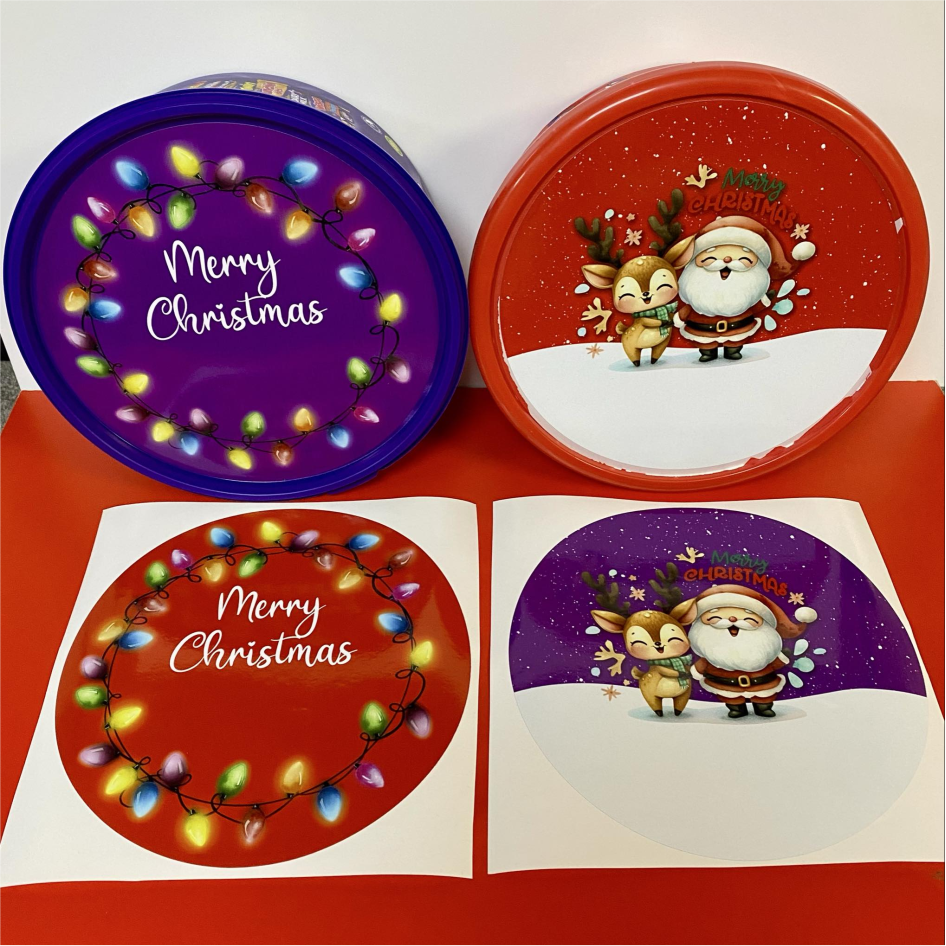 CHRISTMAS CHOCOLATE TUB PEEL & STICK PRINTED VINYL