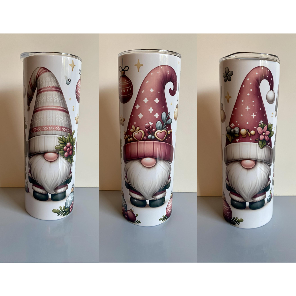 CHRISTMAS GNOME SUBLIMATED 20oz SKINNY TUMBLER