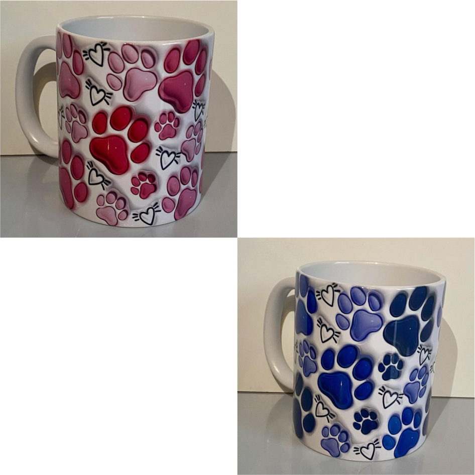 SUBLIMATED COLOURED PAWS MUG