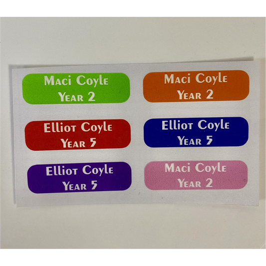 PRINTED VINYL PERSONALISED COLOUR NAME LABELS