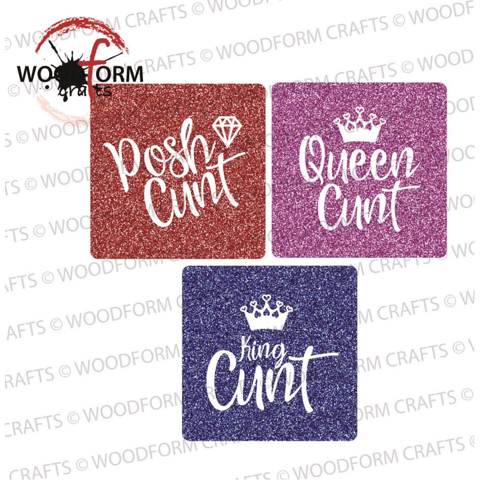 RUDE C**T DESIGNS FOR 10CM SQUARE COASTERS PNG DIGITAL DOWNLOAD FILE (WC1584) (PACK OF 3)