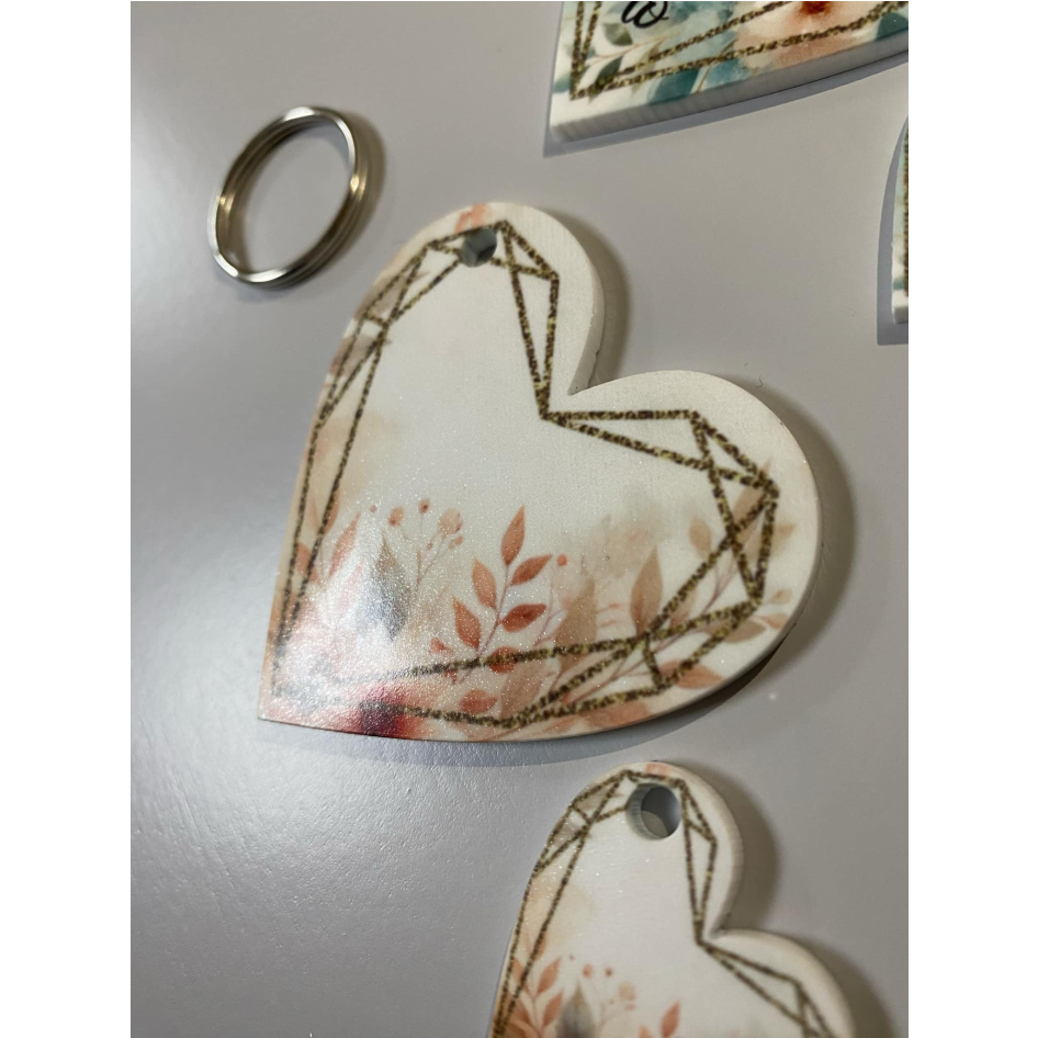 SUBLIMATED 'BELONGS TO' 6CM HEART KEYRING